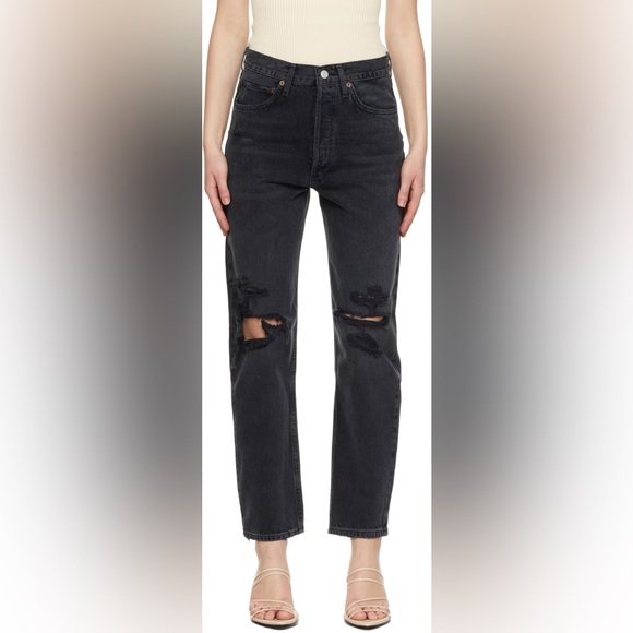 AGOLDE Black 90's Mid-Rise Loose Fit Jeans - Picture 1 of 3